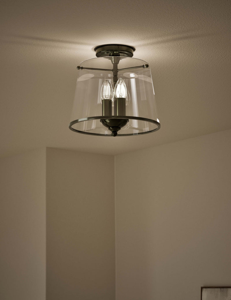Elisabeth glass flush ceiling light with brass trims UK version