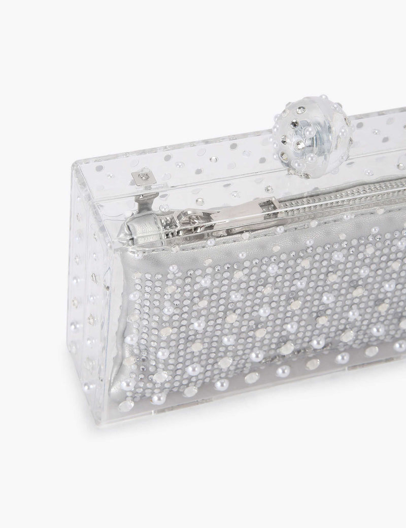 Carvela clutch bag clear perspex with crystals - British product