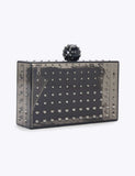Carvela embellished clutch bag in smoked perspex with crystal details - British product