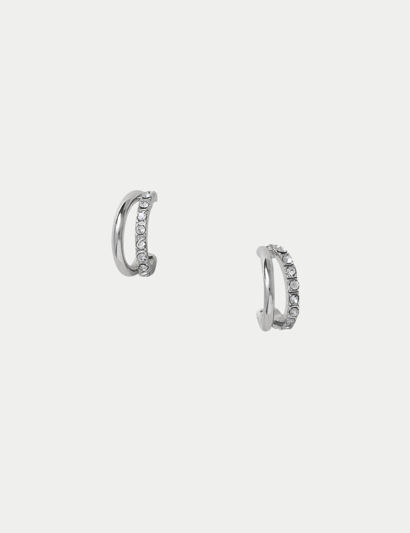 Embellished double hoop earrings with zinc and glass (British brand)