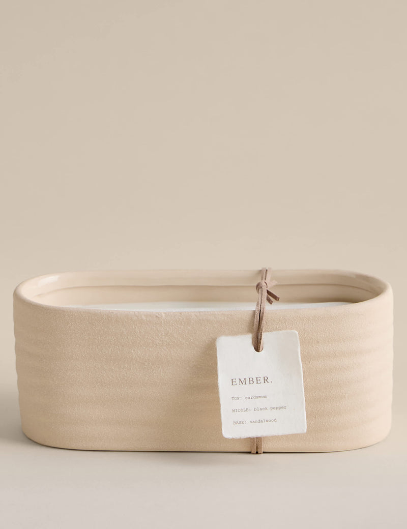Ember ceramic 3 wick candle, imported from the UK