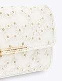 Carvela embroidered daisy chain strap clutch bag, imported from the UK