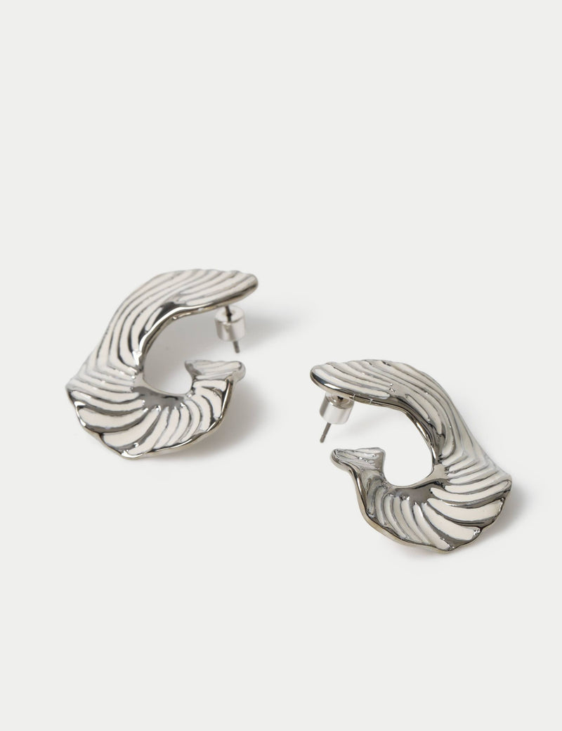 Enamel zebra hoop earrings with irregular design - British product