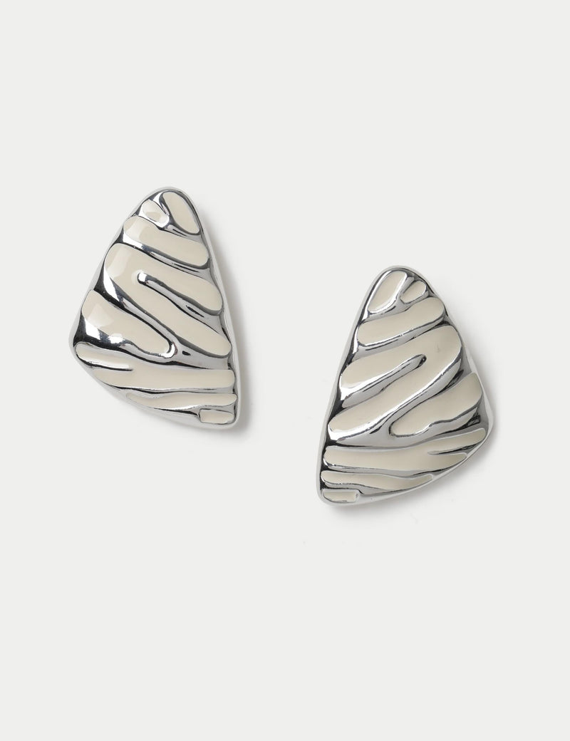 Enamel zebra pattern stud earrings (British brand)