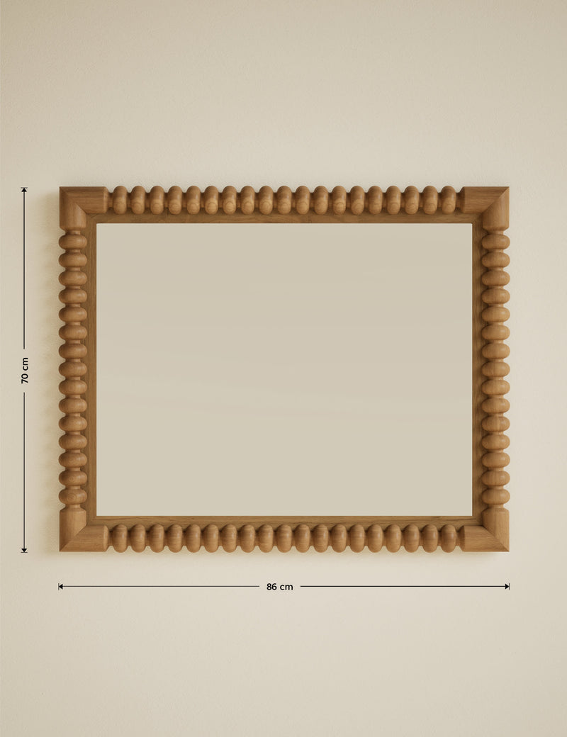 Evelyn wooden wall mirror rectangular bobbin detailing 86cm - British product