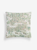 Sage green abstract floral print cushion, 50x50cm, imported from the UK