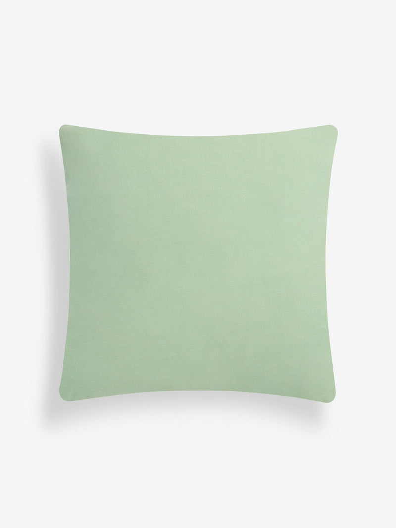 Sage green abstract floral print cushion, 50x50cm, imported from the UK