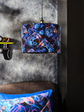 Blue Gamer easy fit lamp shade in gamer design, UK version