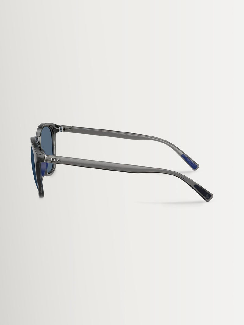 Polo Ralph Lauren round sunglasses grey acetate dark blue lenses, UK version