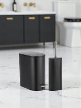 Showerdrape Black Fortuna 5L Soft Close Bathroom Pedal Bin and Toilet Brush Set