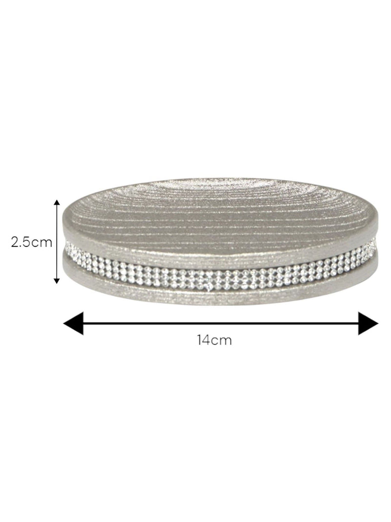 Showerdrape Silver Pzazz Diamante Soap Dish (British brand)