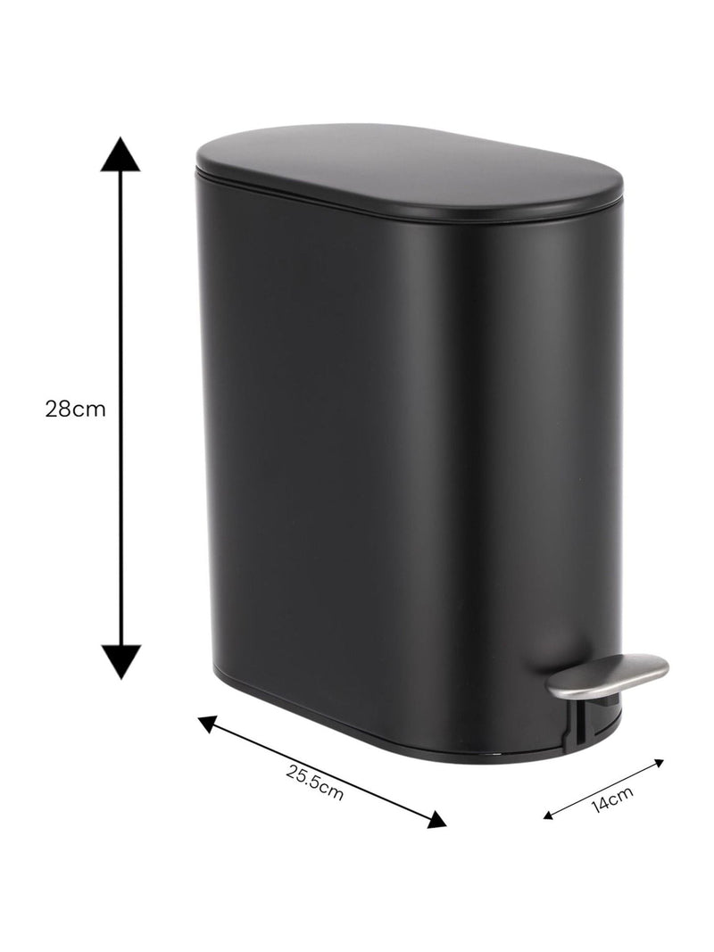 Showerdrape Fortuna Black bathroom pedal bin 5L (British brand)