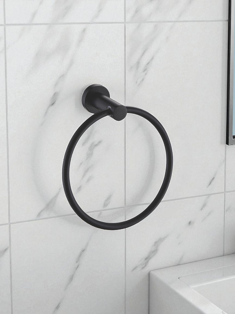 Showerdrape Black Modernity towel ring (British brand)