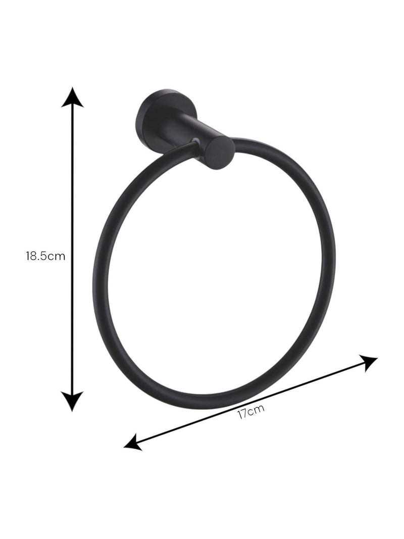 Showerdrape Black Modernity towel ring (British brand)