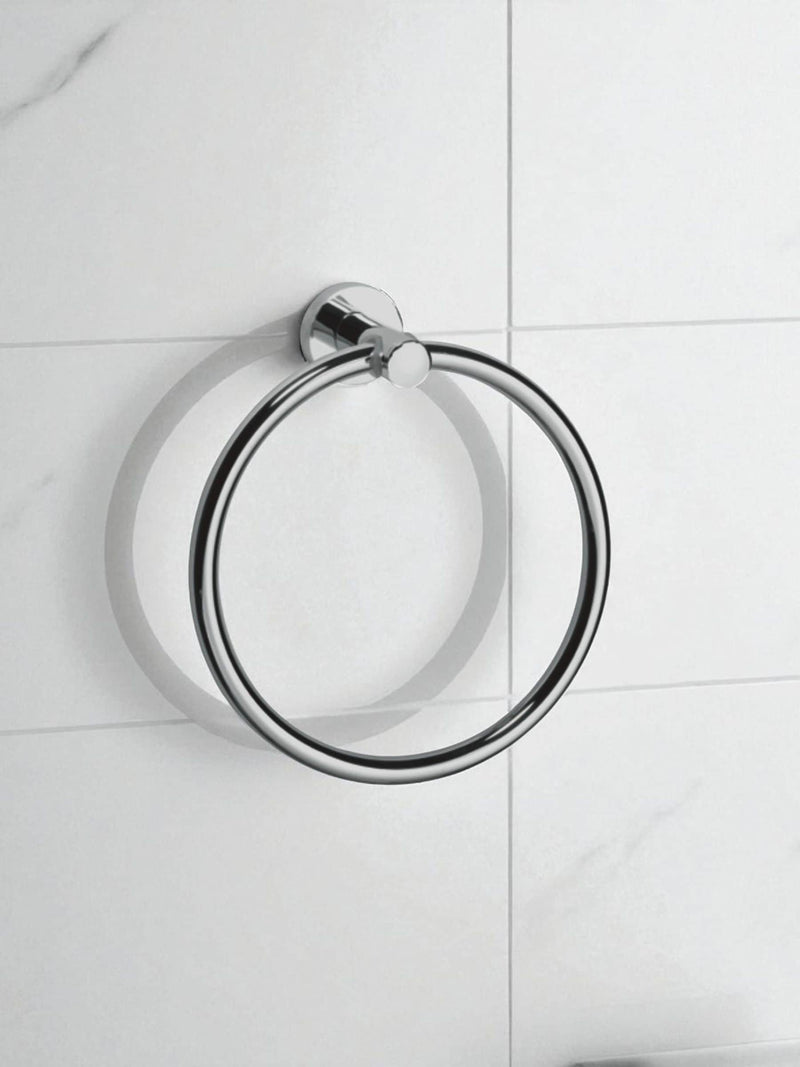 Showerdrape Silver Modernity wall mounted towel ring (British brand)