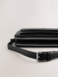 Black double zip cross body bag with adjustable strap, imported from the UK