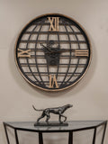 Libra Interiors Black Open Wall Clock Globe and Numerals 100cm