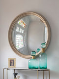 Libra Interiors Country Silver Fen round convex mirror 100cm, UK version