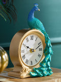 Peacock Mantel Clock Gold Teal Benedict 20cm, UK version