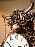 Bronze Hamish mantel clock with monocle - British product