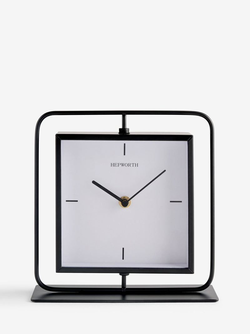 Hepworth Black Swivel Mantel Clock 21cm - British product