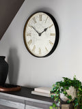 Black map print wall clock 50cm - British product