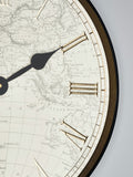 Black map print wall clock 50cm - British product