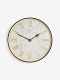 Black map print wall clock 50cm - British product