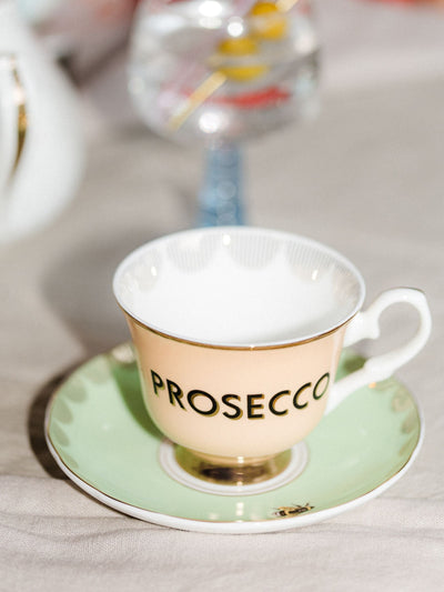 Yvonne Ellen Multi Boozy Prosecco Teetasse und Untertasse 8cm