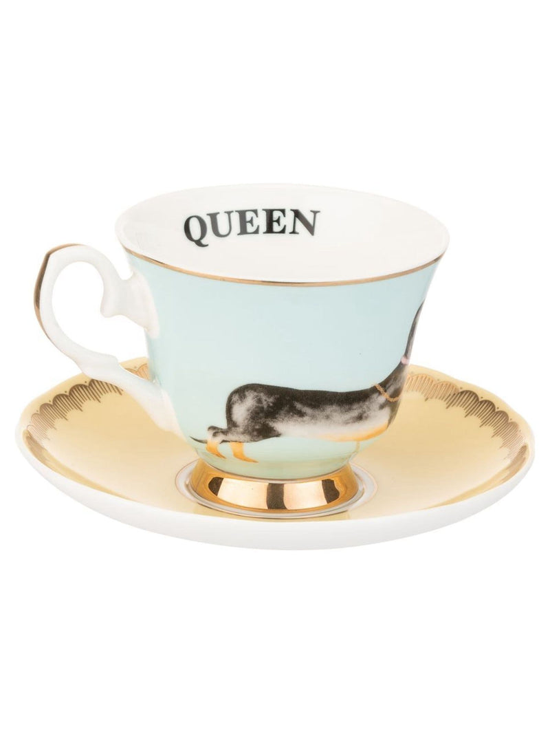 Yvonne Ellen Multi Doggie teacup and saucer set (British brand)
