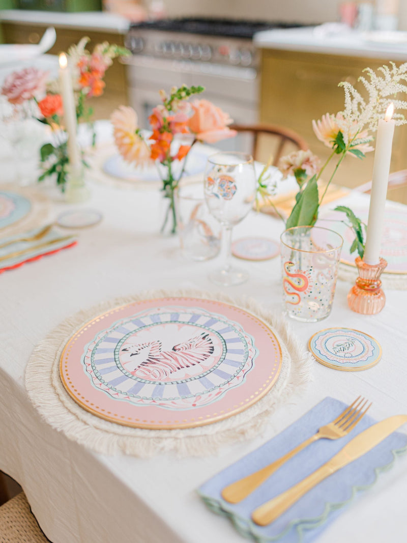 Yvonne Ellen set of 4 multi corkback round placemats (British brand)