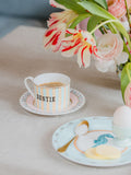 Yvonne Ellen Multi Bestie teacup and saucer 7cm height (British brand)