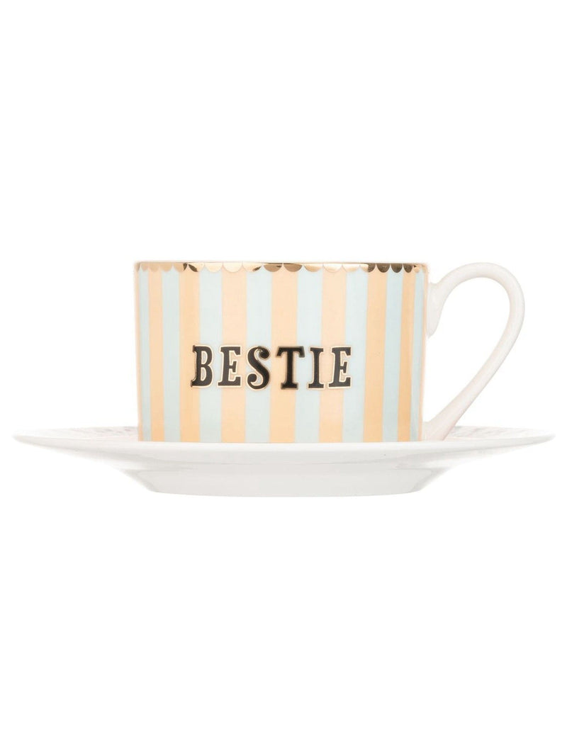 Yvonne Ellen Multi Bestie teacup and saucer 7cm height (British brand)