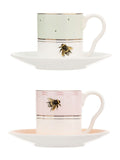 Yvonne Ellen multi slogan espresso cup and saucer set of 2 (British brand)
