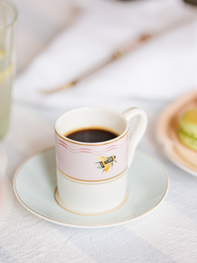 Yvonne Ellen multi slogan espresso cup and saucer set of 2 (British brand)