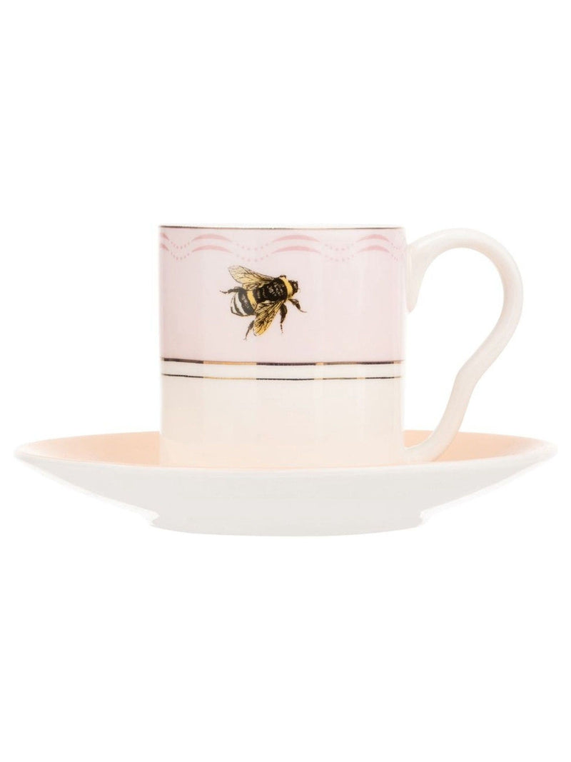 Yvonne Ellen multi slogan espresso cup and saucer set of 2 (British brand)