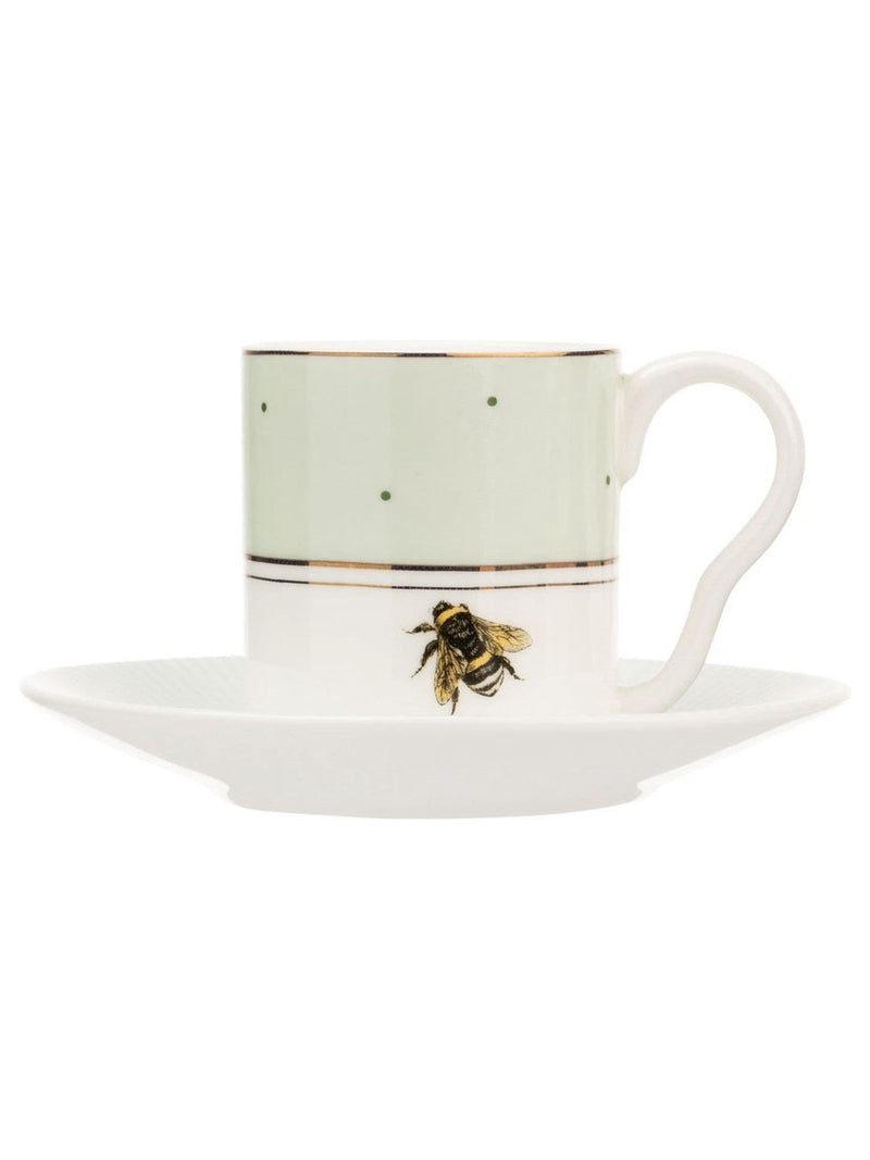 Yvonne Ellen multi slogan espresso cup and saucer set of 2 (British brand)