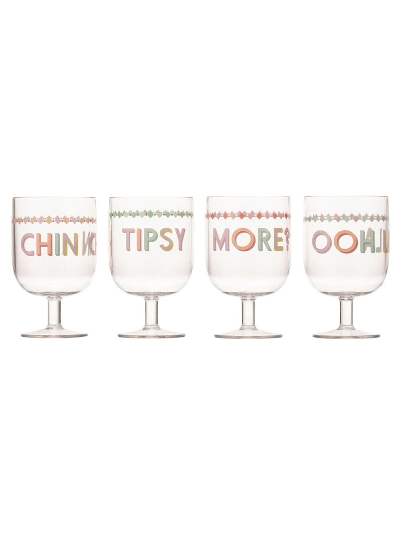 Yvonne Ellen clear picnic wine glasses set of 4 (British brand)