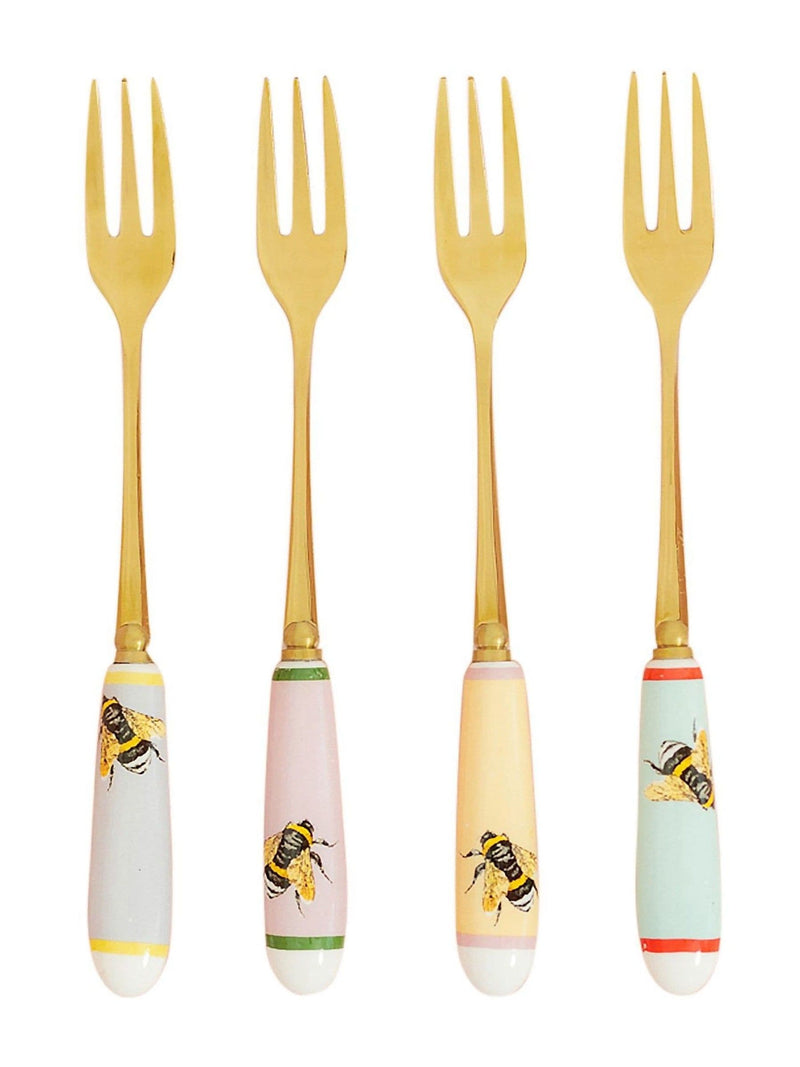Yvonne Ellen multi bee cake forks set of 4 (British brand)