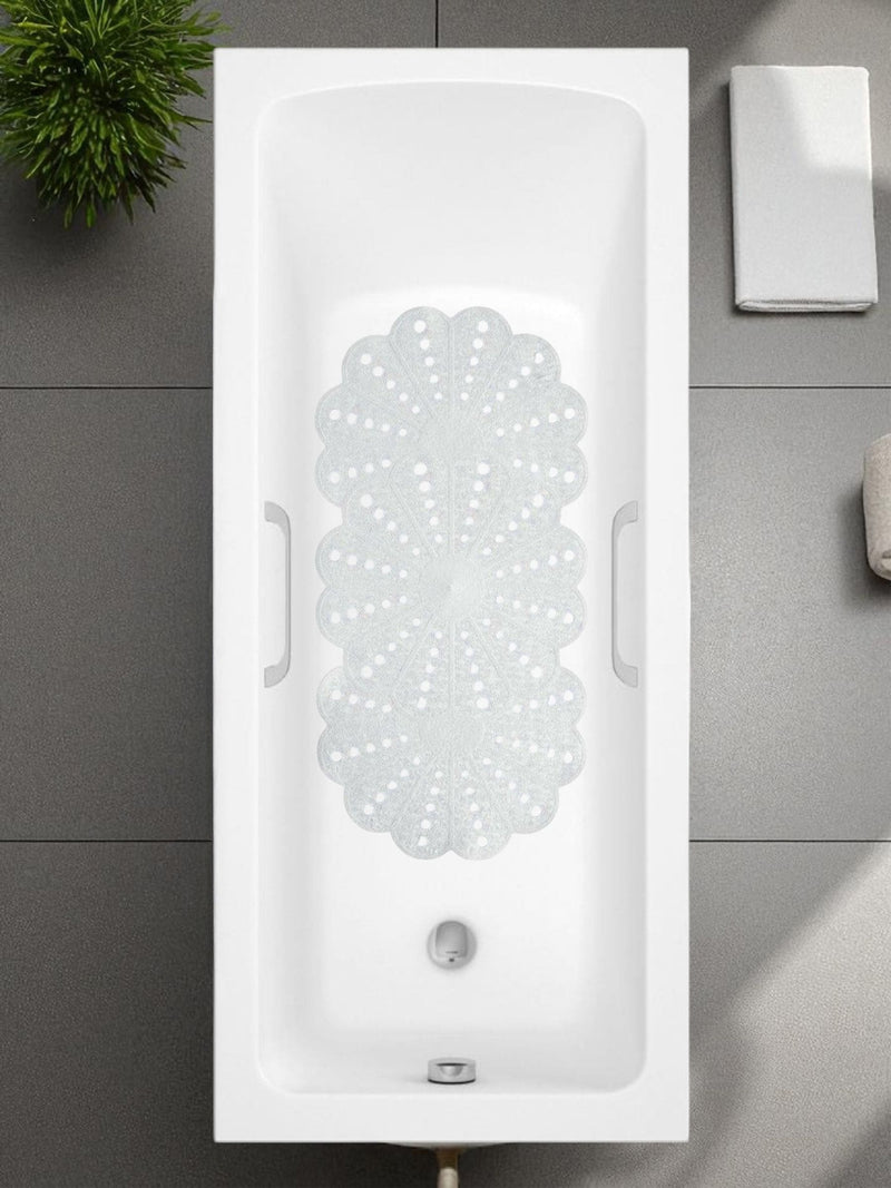 Showerdrape White Petal Flower Bath Mat 74cm, UK version