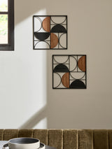 Next Bronx Black Metal Abstract Wall Art Set of 2, 30x30cm- Buy online at McGrocer