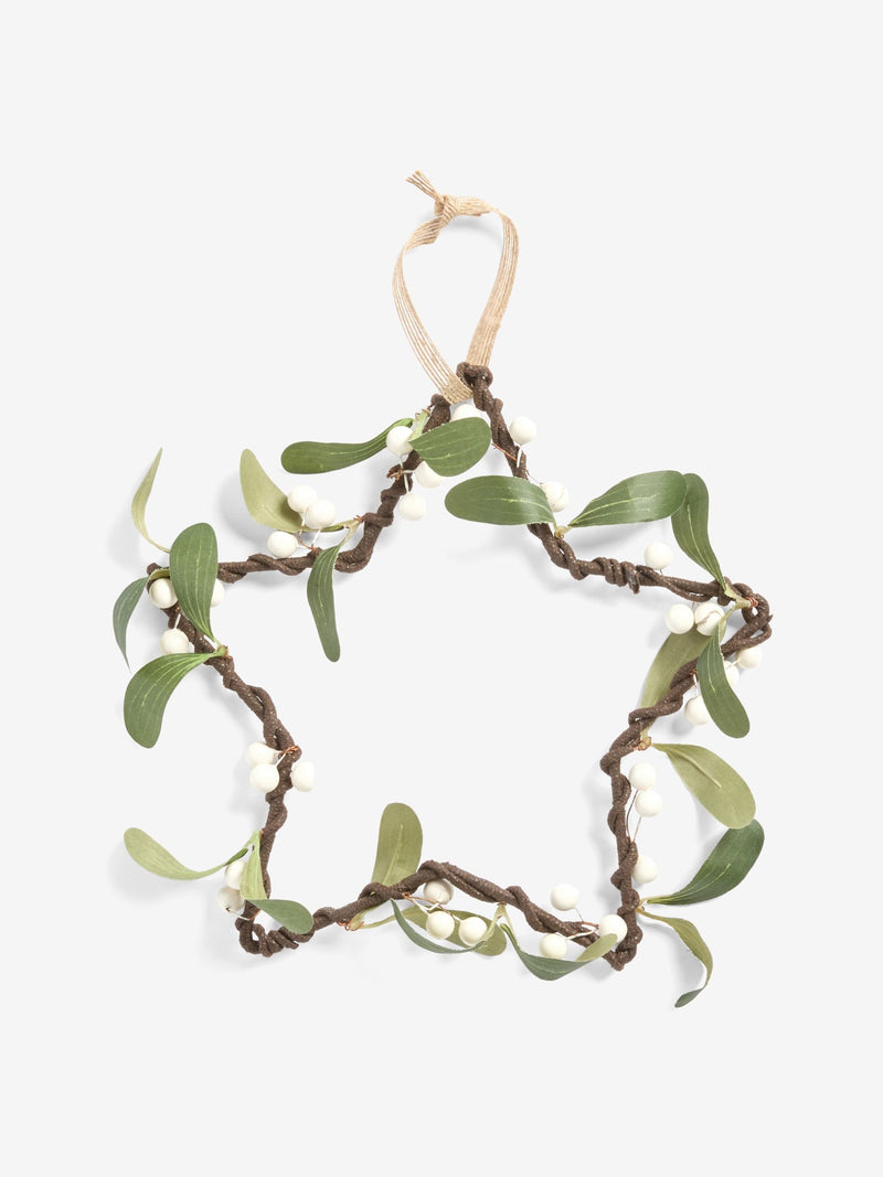 Green faux star hanging Christmas decoration 28cm height, UK version