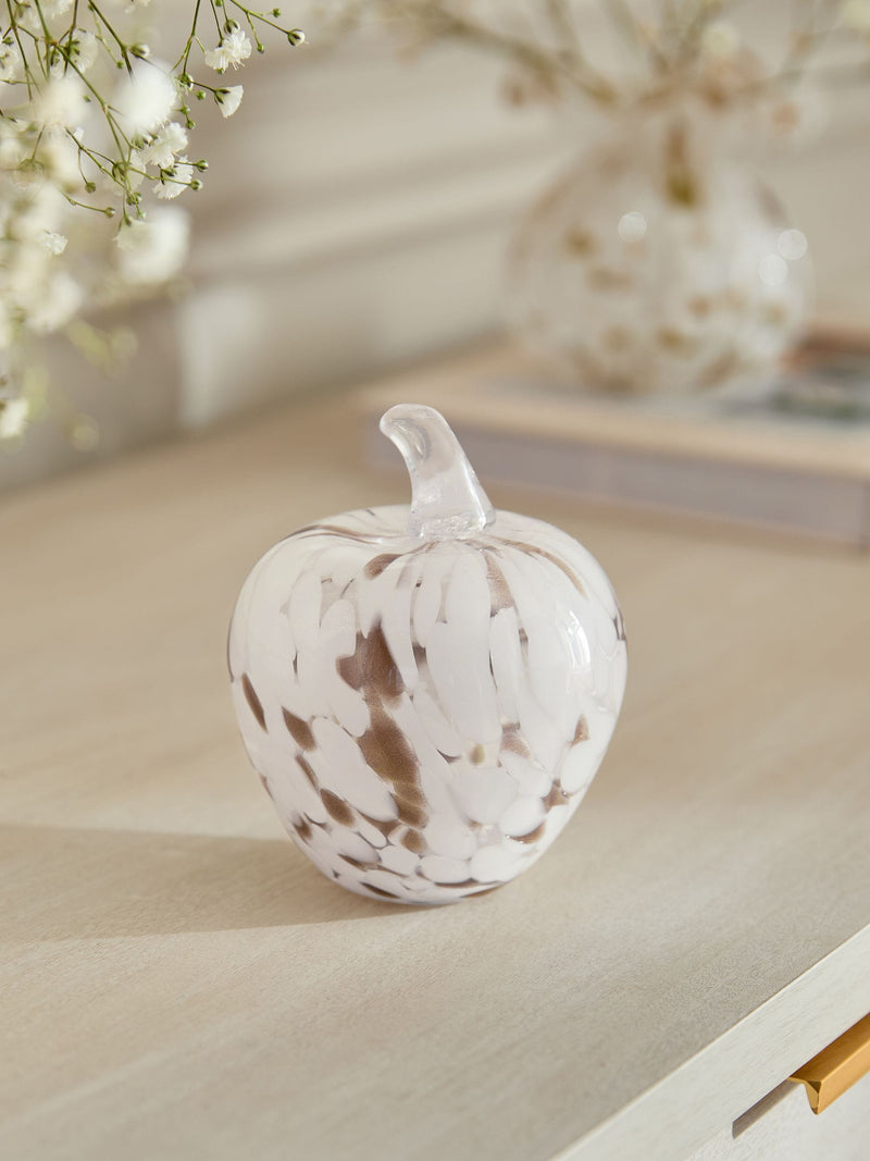 White/Gold Confetti Glass Apple Ornament