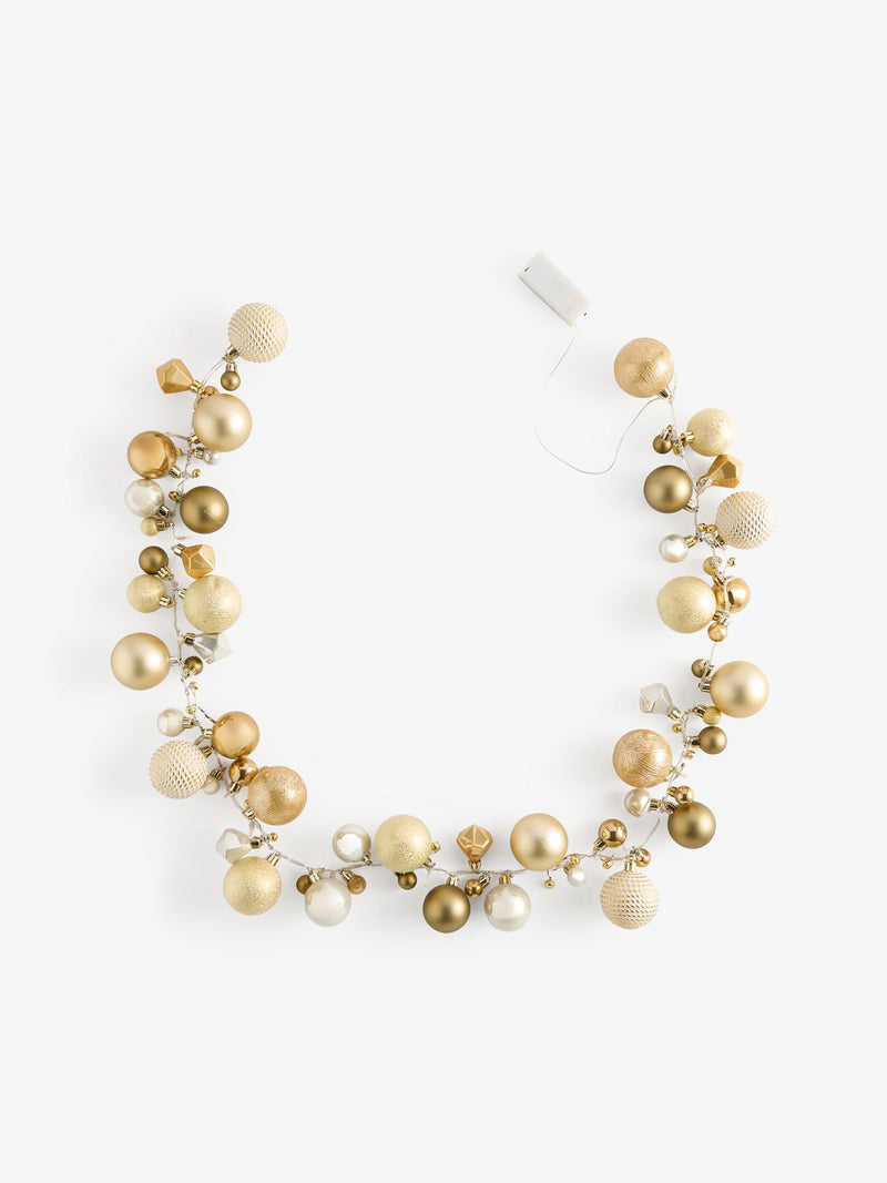 Christmas Garland gold bauble pre-lit 168cm, UK version