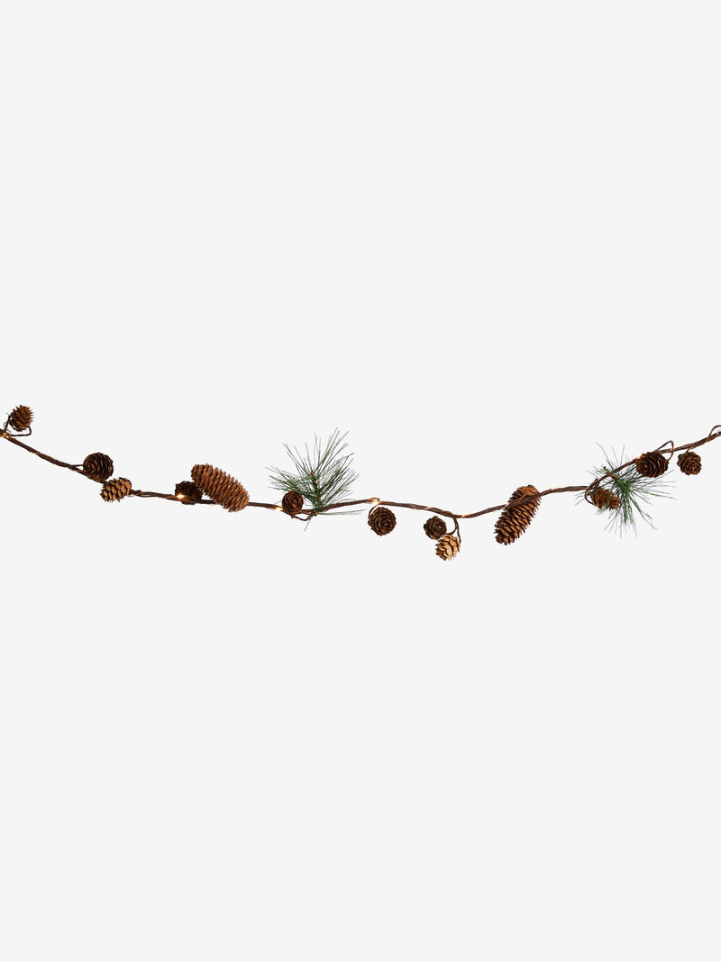 Lit pinecone Christmas garland 150cm - British product