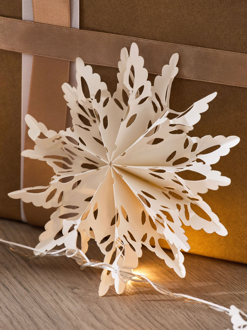 White lit paper snowflake Christmas garland 150cm (British brand)
