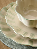 Sage green hand painted stripe dinnerware set 12 piece (British brand)