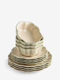12 Piece Sage Green Hand Painted Stripe 12 Piece Set