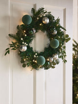 Next Green Lit Faux Bauble Christmas Wreath 48cm x 48cm- Buy online at McGrocer