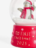 Red Penguin baby's first Christmas 2025 snow globe 17cm height, imported from the UK